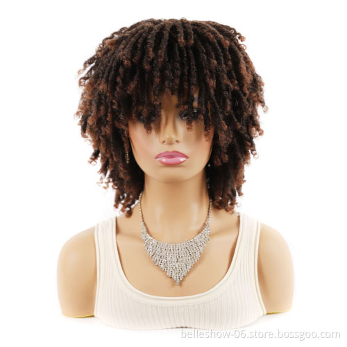 African small curly wig head illustration African tube curly hollow curly small dirty braid wig headgear wigs